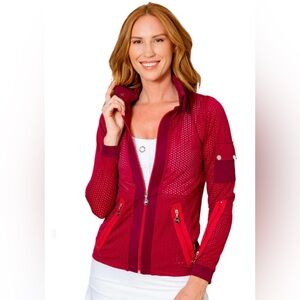 Bluefish Sport Cosmo Activewear Mesh Jacket Maroon Merlot Sz Small $120